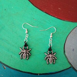 Chic Black and Silver Spider Earrings